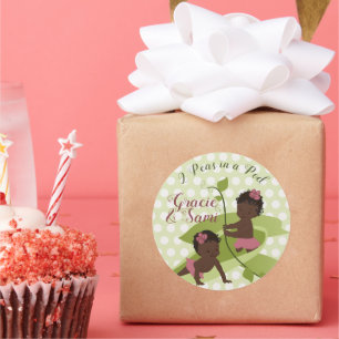 Twins Baby Girl's Shower of 1e verjaardag Ronde Sticker