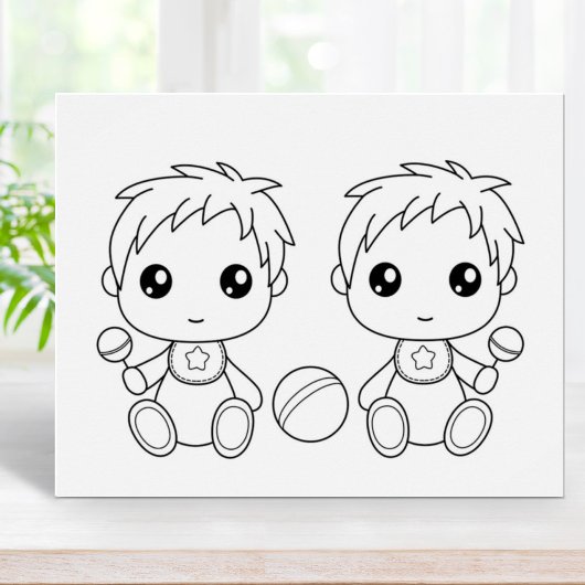 Twins Baby Jongens Kleurplaat Poster