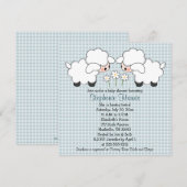 Twins Baby Lambs Baby Shower Invitations Garçons (Devant / Derrière)