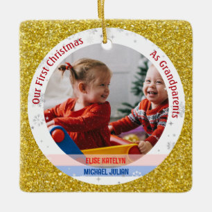 Twins Baby Meisje Jongen 1e Kerstmis Grootouders F Keramisch Ornament