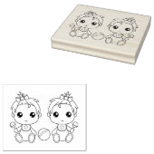 Twins Baby Meisjes Kleurplaat Rubberstempel (Gestempeld)