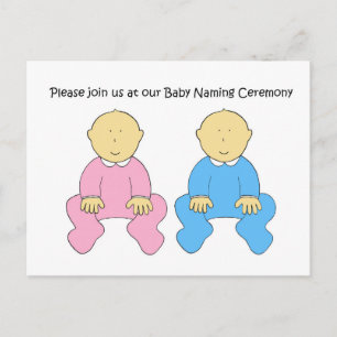 Twins Baby Naming Uitnodiging. Uitnodiging Briefkaart