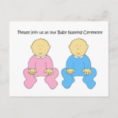 Twins Baby Naming Uitnodiging. Uitnodiging Briefkaart (Voorkant)