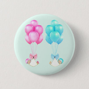 twins baby shower bevoordeelt ronde button 5,7 cm