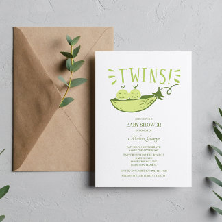 Twins Baby shower Deux pois dans une invitation à