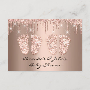 Twins Baby shower Feet Glitter drijft meisjes Kaart