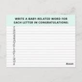 Twins Baby shower Game Briefkaart (Achterkant)