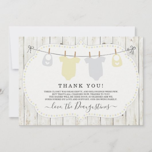 Twins Baby shower Hartelijk dank - Genderneutraal Bedankkaart (Voorkant)