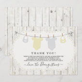 Twins Baby shower Hartelijk dank - Genderneutraal Bedankkaart (Voorkant / Achterkant)