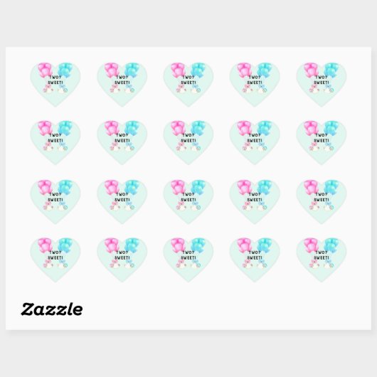 Twins Baby shower Heart Sticker (Vel)