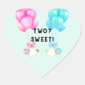 Twins Baby shower Heart Sticker (Voorkant)