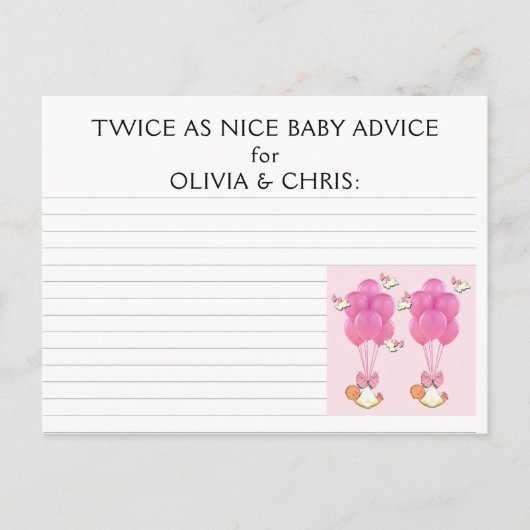 Twins Baby shower Ideeën Advieskaart (Voorkant)