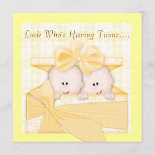 TWINS BABY SHOWER INVITATIE NEUTRAL GENDERS KAART