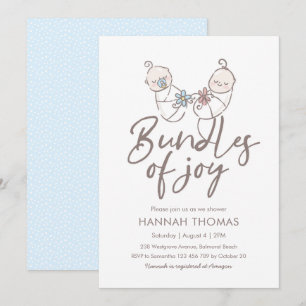 Twins Baby shower Invitation boy and girl Kaart