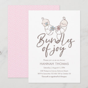 Twins Baby shower Invitation boy and girl Kaart