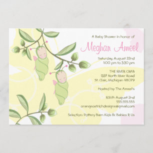 Twins Baby shower Invitation - Butterflies Kaart