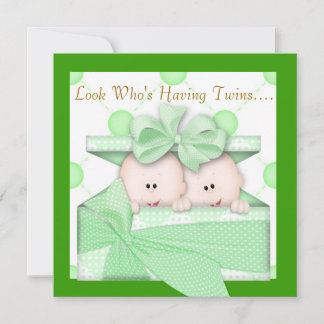 TWINS BABY SHOWER INVITATION GIRL OF BOY KAART