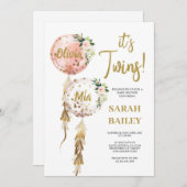 Twins Baby shower Invitation Girls (Devant / Derrière)