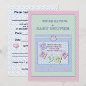 Twins Baby shower Invitation Kaart (Voorkant / Achterkant)