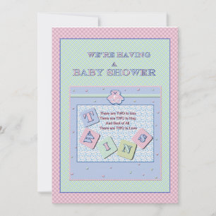Twins Baby shower Invitation Kaart