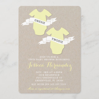 Twins Baby shower Invitation Kaart