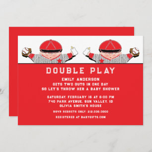 Twins Baby shower Invitation Kaart