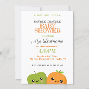 Twins Baby shower Invitation Kaart