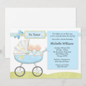 Twins Baby shower Invitation Kaart (Voorkant / Achterkant)