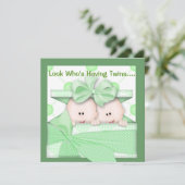 TWINS BABY SHOWER INVITATION NEUTRAL KAART (Staand voorkant)