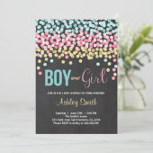 Twins Baby shower Invitation rose bleu garçon fill (Debout devant)