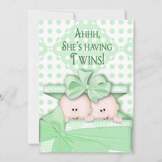 Twins Baby Shower Invitations (Devant)