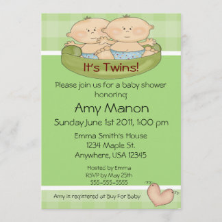 Twins baby shower kaart