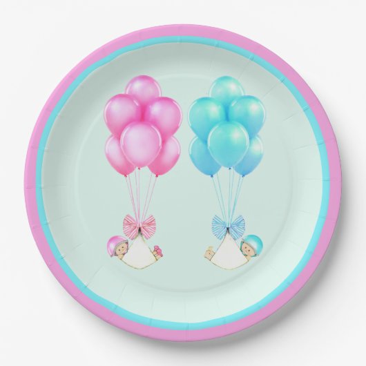 Twins Baby shower Papieren Bordje (Voorkant)