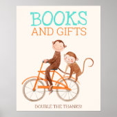 Twins Baby shower Schattige Monkey Double Trouble Poster (Voorkant)