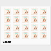 Twins Baby shower Schattige Monkey Double Trouble Vierkante Sticker (Vel)