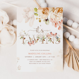 TWINS Baby shower Uitnodiging, Tuin Baby shower Kaart