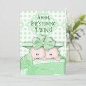 Twins Baby Shower-uitnodigingen Kaart (Staand voorkant)