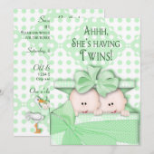 Twins Baby Shower-uitnodigingen Kaart (Voorkant / Achterkant)