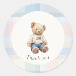 Twins Beary First Birthday Boy  Ronde Sticker
