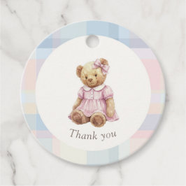 Twins Beary First Birthday Girl Bedankjes Labels