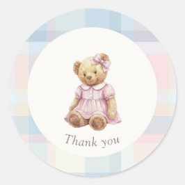Twins Beary First Birthday Girl Ronde Sticker