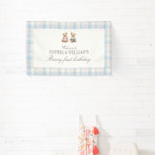 Twins Beary First Teddy Bear Birthday Banner (Insitu)