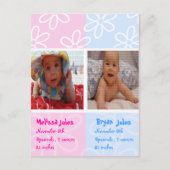 twins bébé faire-part photo (Devant)