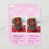 twins bébé filles faire-part photo (Devant / Derrière)