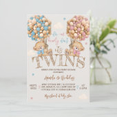 Twins Beer Balloons Baby shower Kaart (Staand voorkant)