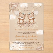 Twins Beer Boho Neutraal Baby shower Acryl Uitnodigingen (Voorkant)
