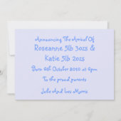 Twins Birth Announcement Hearts Aankondiging (Achterkant)