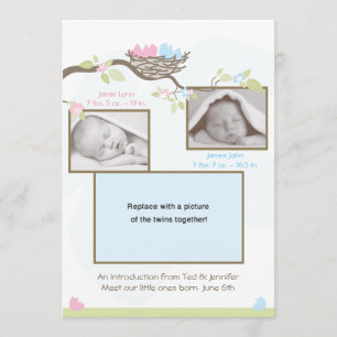 Twins Birth Notice - Baby Boy & Girl Aankondiging