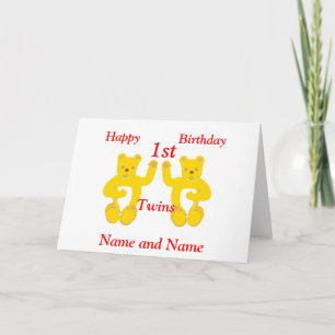 Twins Birthday Card Voeg namen toe Kaart