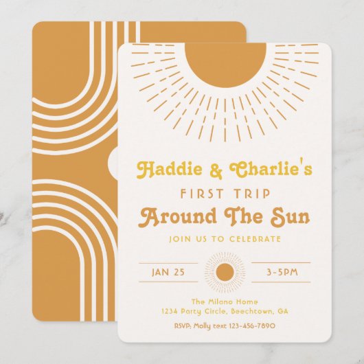 Twins Birthday Invitation | Deelstaatuitnodiging Kaart (Voorkant / Achterkant)